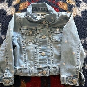 OshKosh B'gosh Blue Denim Jacket with White Hearts
